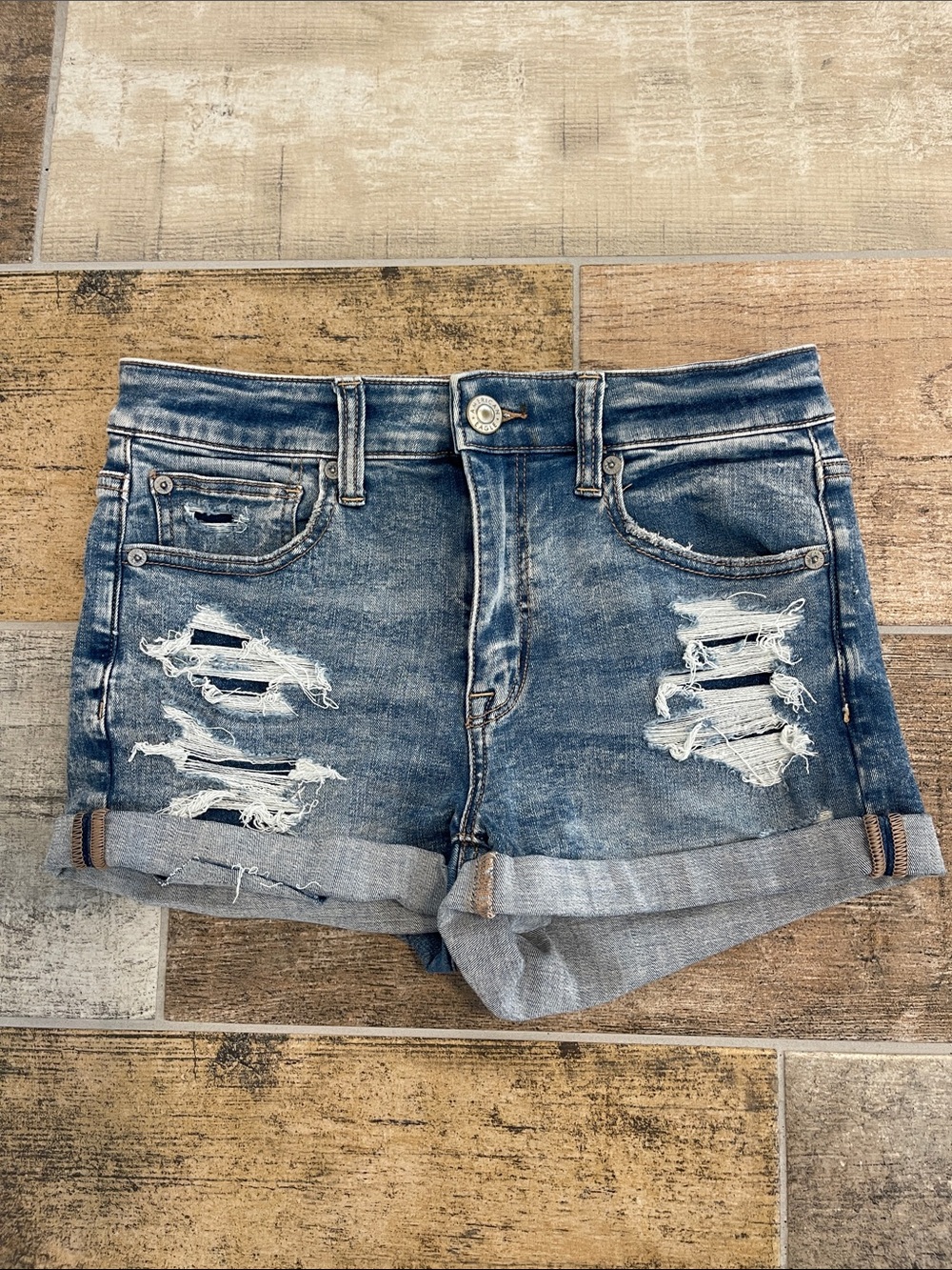 American Eagle Outfitters Next Level Stretch Distressed Jean Shorts High Rise 6